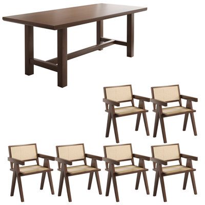 Chinese style vintage solid wood dining table set