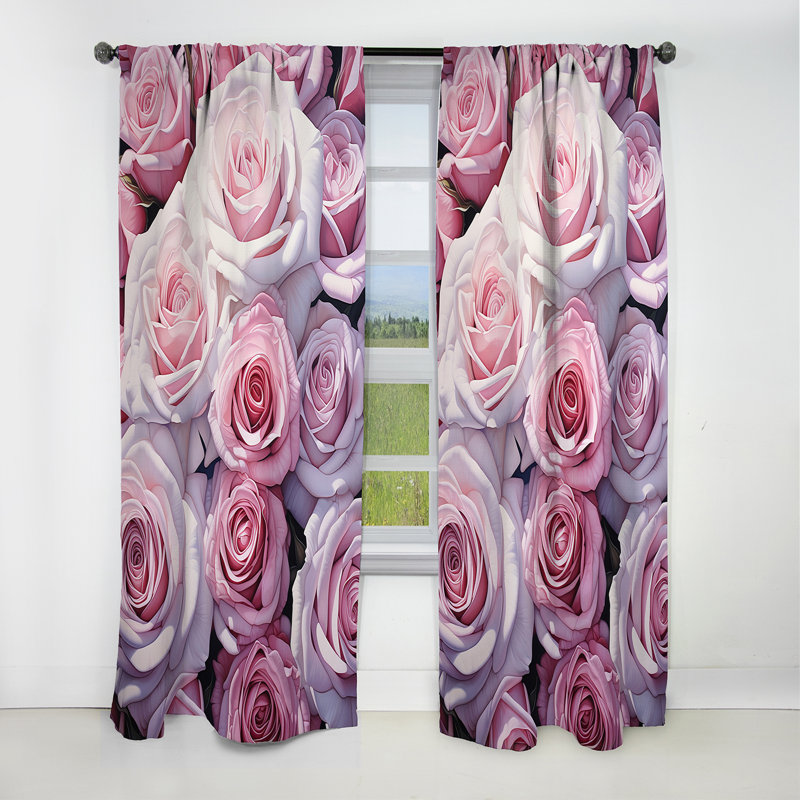 Folina - Rideau Roses - Rideau occultant à motif floral - 1 panneau, L 52 po x L 63 po
