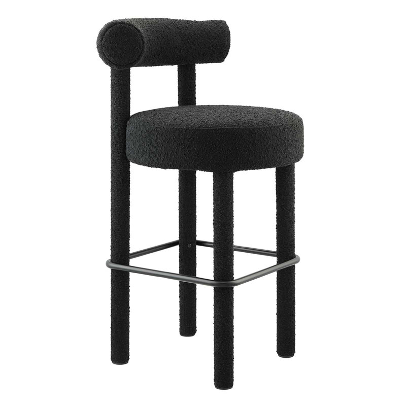 Modway Toulouse Stool, Black, Black, Bar Stool (30” Seat Height)