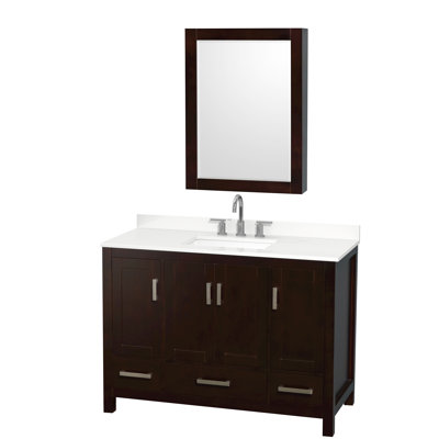 Meuble-lavabo autoportant avec comptoir en quartz et armoire à pharmacie Sheffield