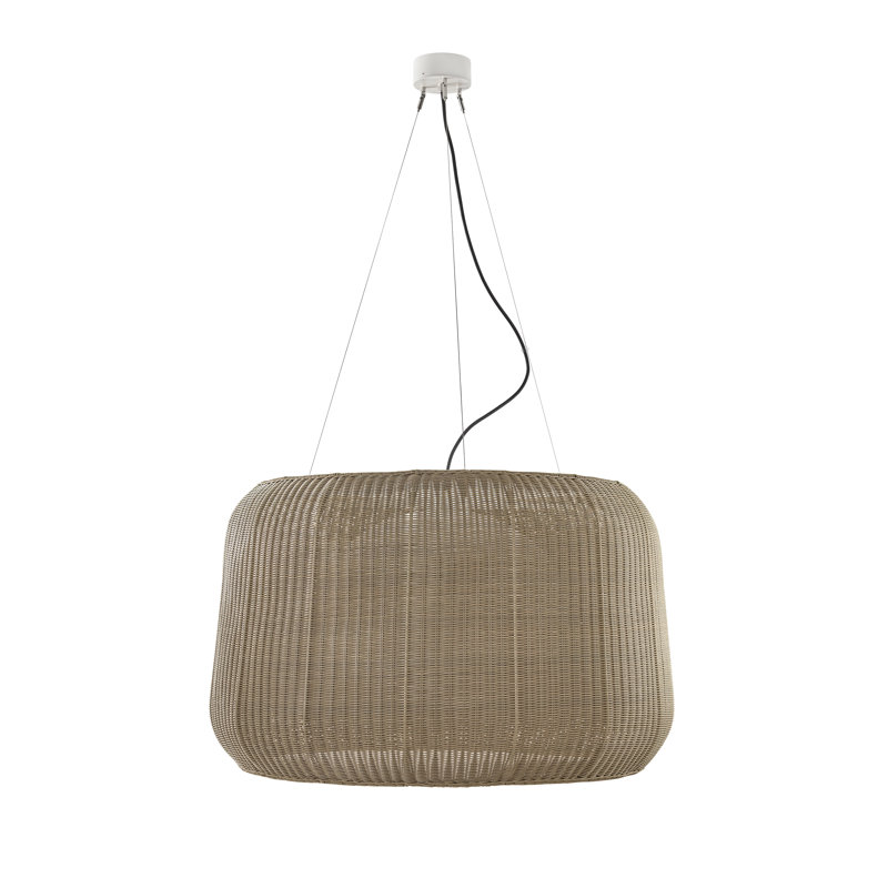 Natural White Aluminum Drum Pendant Light with Light Beige Shade