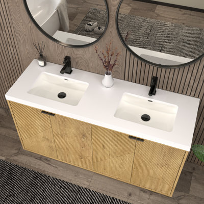 Meuble-lavabo autoportant 59 po avec double lavabo en acrylique renforcé Monterey