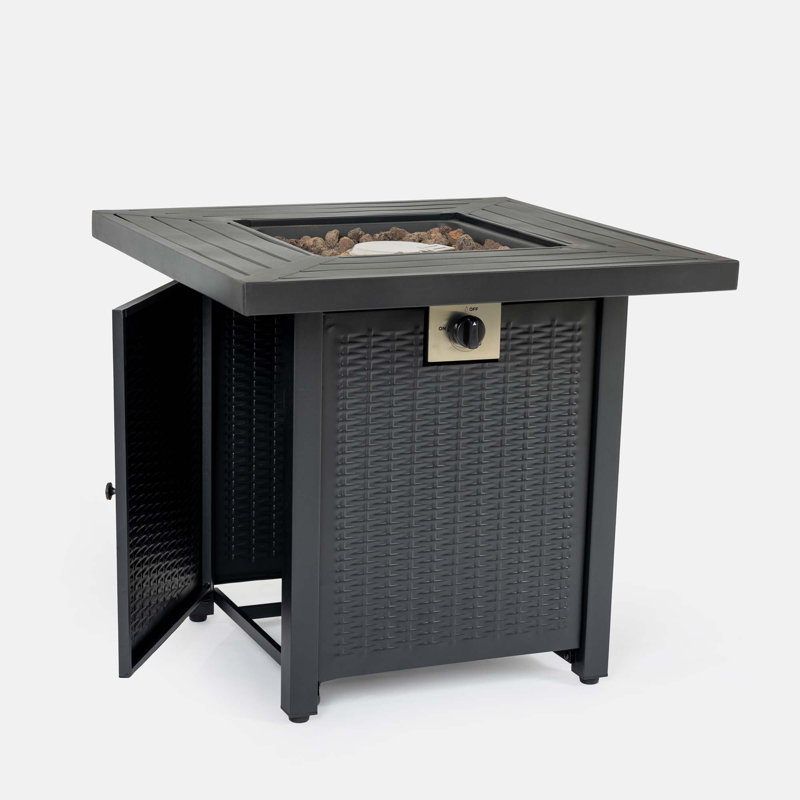 28-Inch Iron Square Propane Fire Pit Table