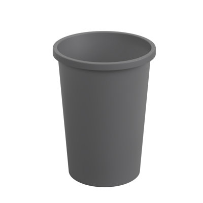 11 Gallon Gray Round Plastic Commercial Wastebasket with Rolled Rim