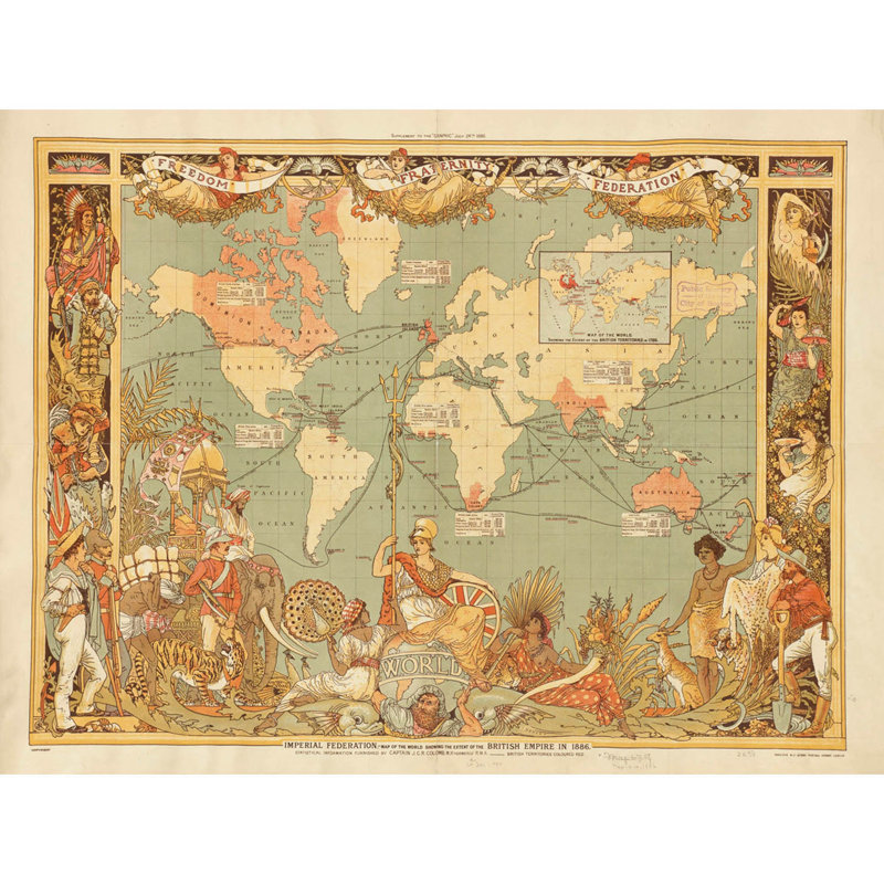 Maps British Empire 1886 Imperial Illustrated People World - No Frame Print