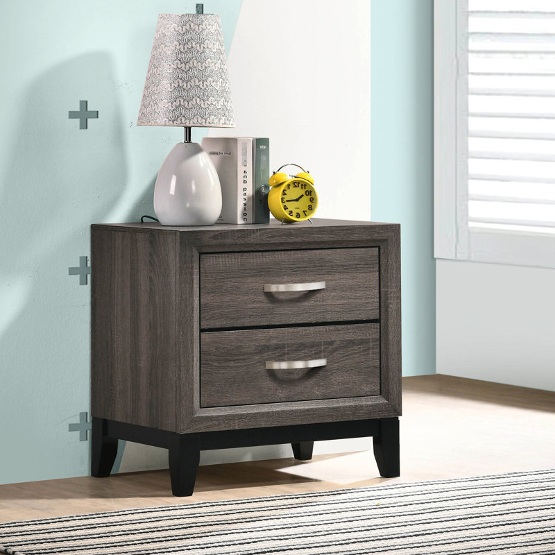 Table de chevet 2 tiroirs Grey Oak