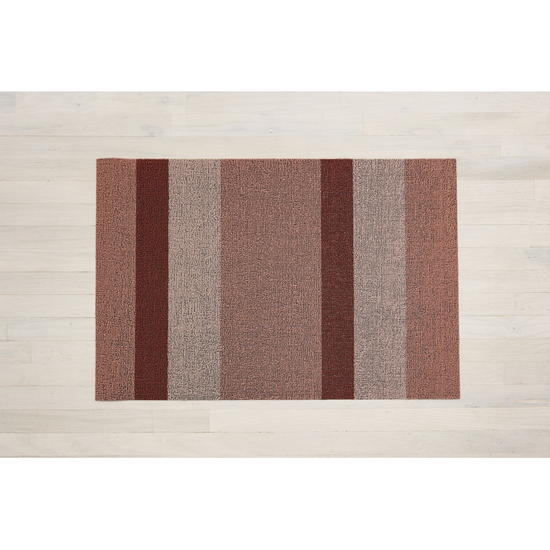 Striped Indoor / Outdoor Doormat, 0.6cm H x 91cm W x 152cm L, Peach