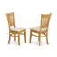 Ensemble de 3 tables de cuisine pour petits espaces comprenant une table de salle à manger ronde avec piédestal et 2 chaises rembourrées en tissu de lin, 36 x 36 pouces, chêne-108003989-108003988-108003995