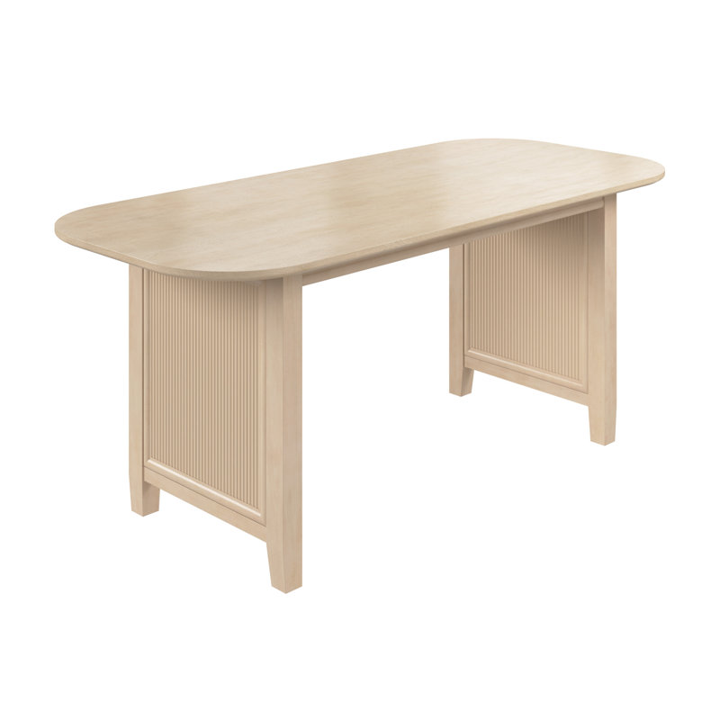 71” Rectangular Dining Table, Seats 4–6, Fluted Base, Modern Wood, Natural Birch, Natural