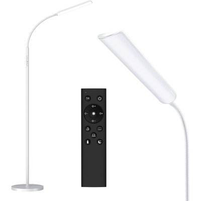 Lampe sur pied, lampes sur pied lumineuses de 15 W pour le salon avec minuterie 1H, lampe sur pied à DEL à intensité variable 3000K-6000K et lampe sur pied avec télécommande et commande tactile pour lampes de chambre à coucher - blanc