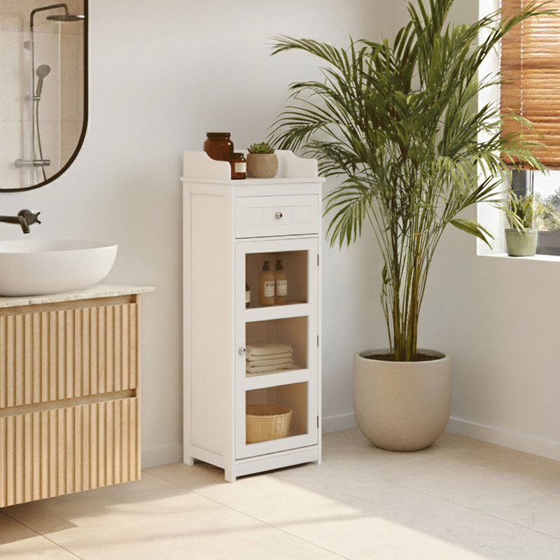 Solid Wood Freestanding Linen Cabinet