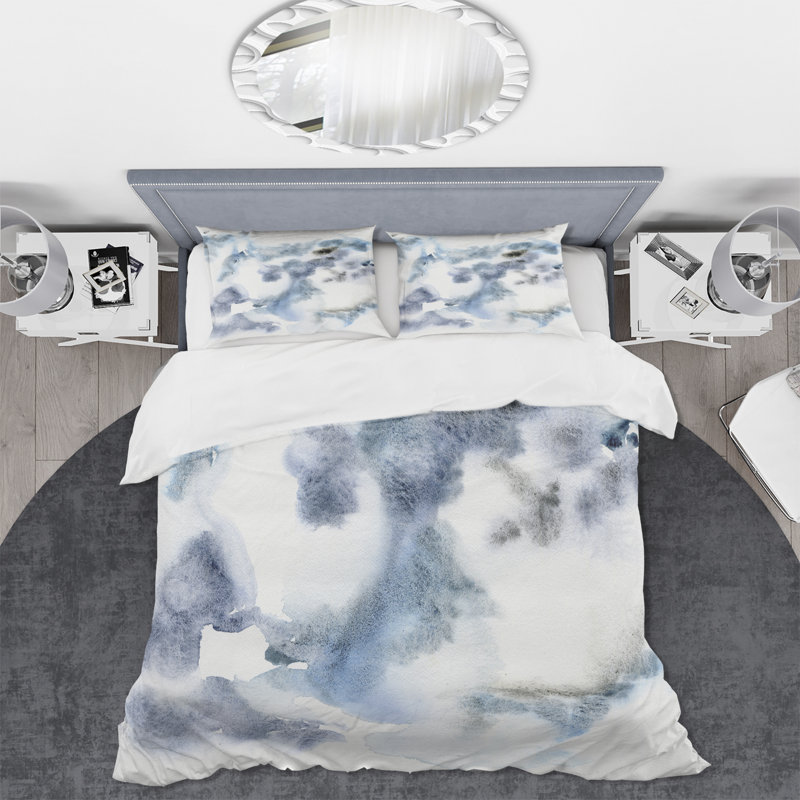 «Abstract Of Dark Blue Clouds IV» - Ensemble de housse de couette moderne - Microfibre de polyester
