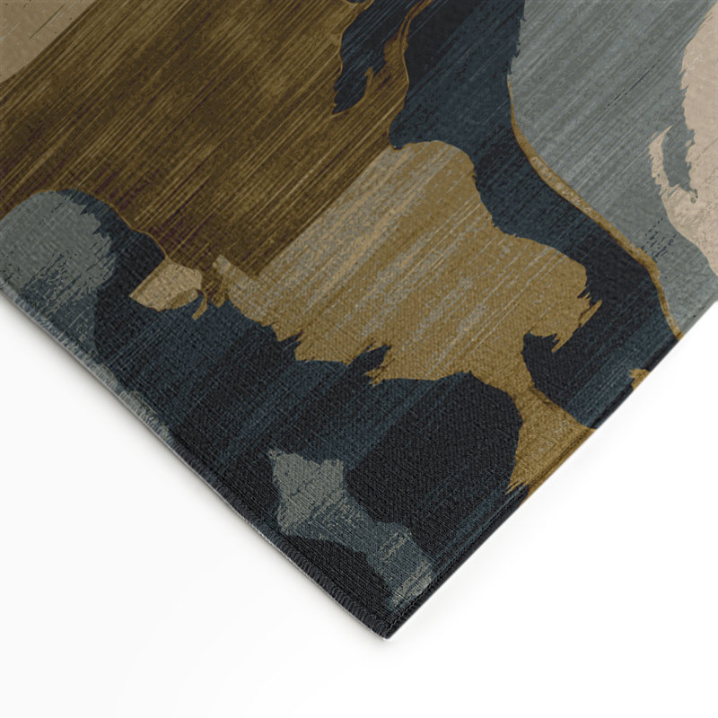 Tapis intérieur et extérieur gris Watercolor, Rectangle 5 pi x 7 pi