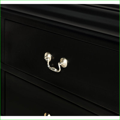 Black Solid Wood Louis Philip 2-Drawer Contemporary Nightstand
