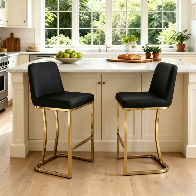 Counter Stool, Black, Gold