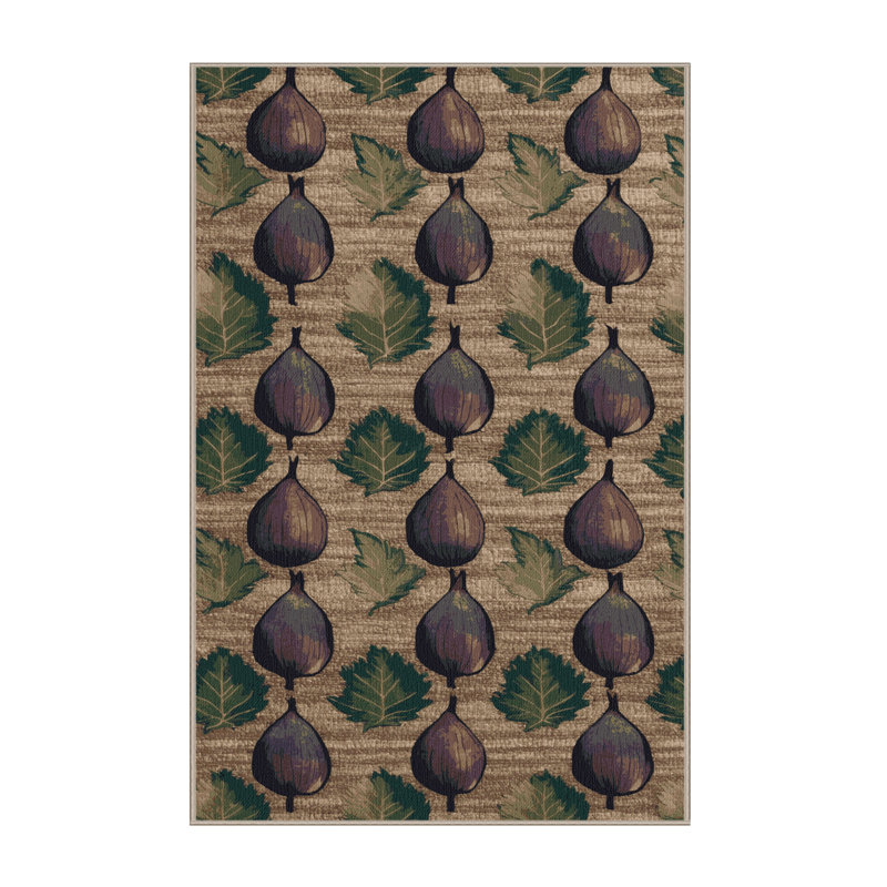 Washable Fig Brown Turkey Fruits Area Rug, Rectangle 8' x 10'