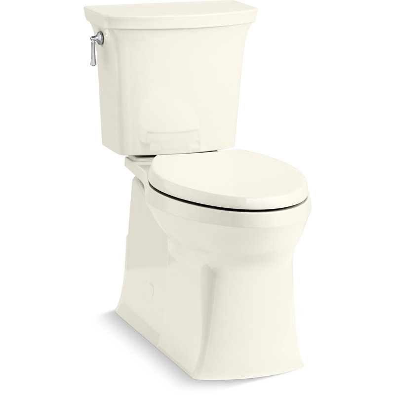 Corbelle™ 1.28 GPF Water Efficient Elongated Two-Piece toilet (Seat Not Included), Biscuit, Left-Hand
