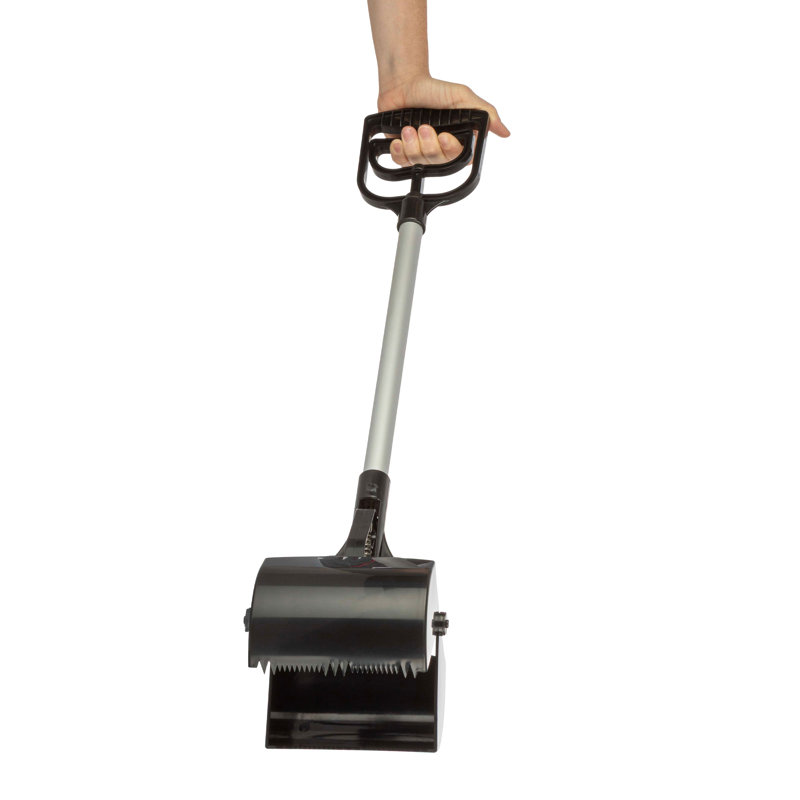  PETMAKER Long‑Handle Pet Pooper Scooper for Dogs & Cats - One‑Hand Gripper Waste Picker Outdoor & Indoor Poop Scoop with Serrated Jaws - Aluminum & Plastic Sanitary Pet Waste Cleanup Tool