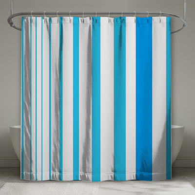 Rideaux de douche à rayures bleues et blanches très longues