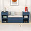 Banc de rangement en bois avec coussin, 2 tiroirs, compartiments rabattables et tablettes ouvertes réglables-2086005239