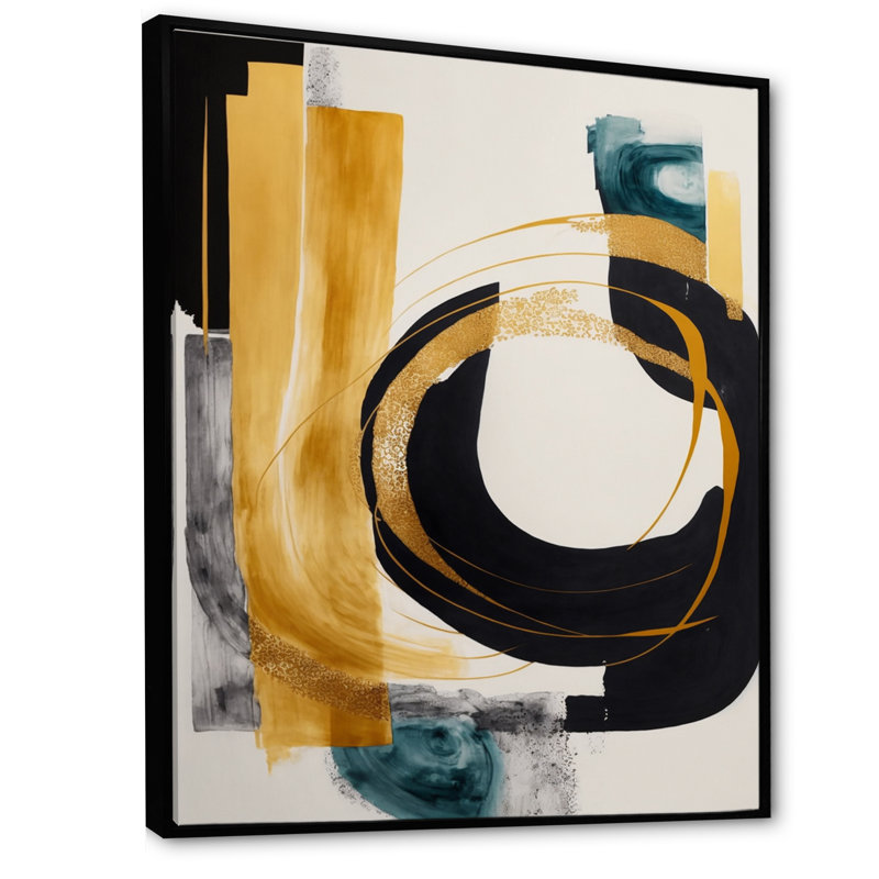 " Modern Green Deco III ", Black Floater Framed, 20" H x 12" W x 1" D