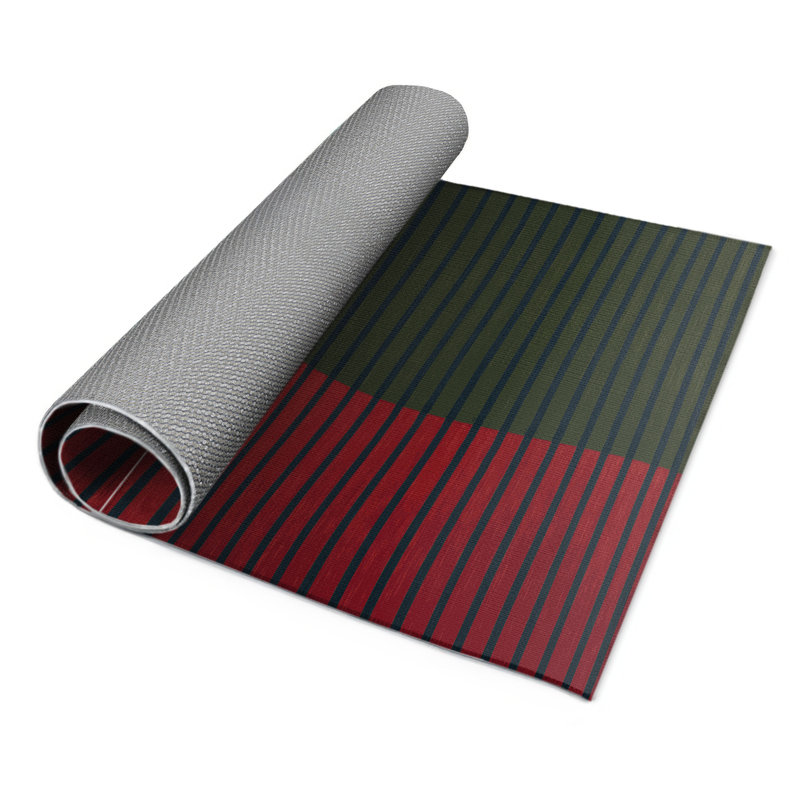 Tapis intérieur / extérieur vert HorizontalStripes, Rectangle 5 pi x 7 pi