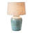 Stoneware Table Lamp with Linen Shade and Reactive Glaze