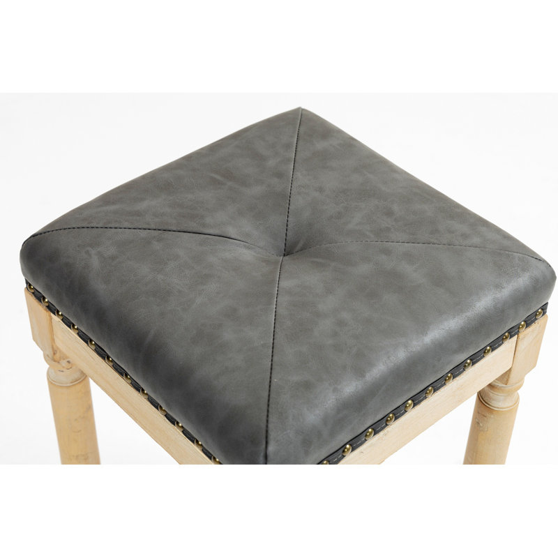 Ensemble de 2 tabourets de comptoir capitonnés en bois de 2 pouces