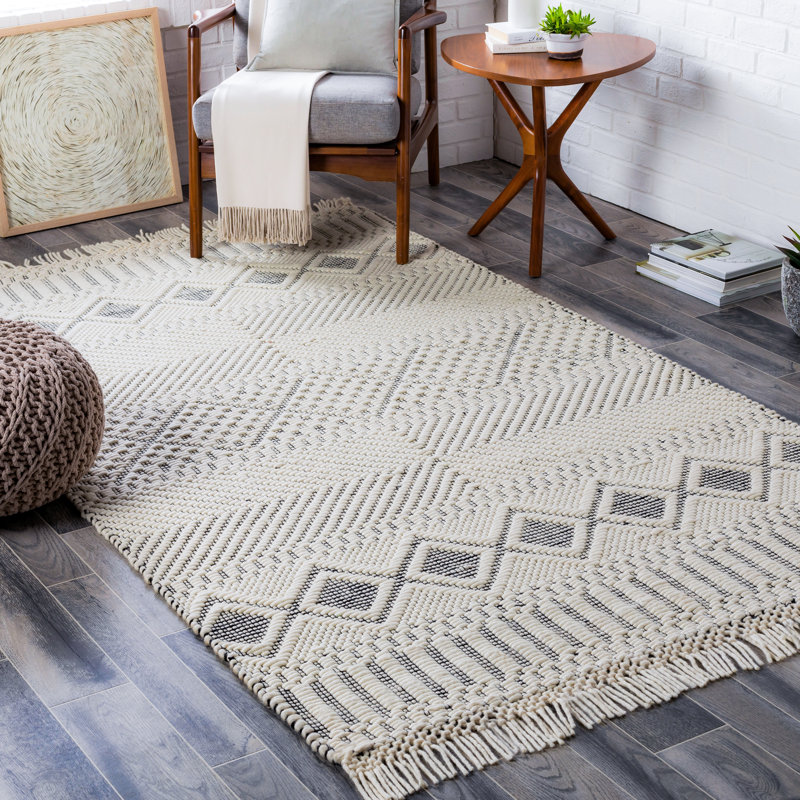 Tapis ivoire en laine Dulvert, Tapis de couloir 2 pi 6 po x 8 pi