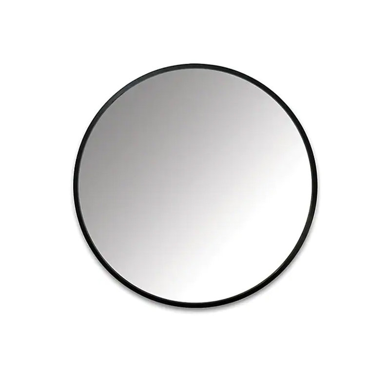 Bali Round Metal Modern Wall Mirror, 32" x 32", Black