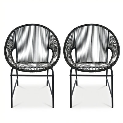 Wicker Outdoor Faux Rattan Acapulco Weave Lounge Chairs