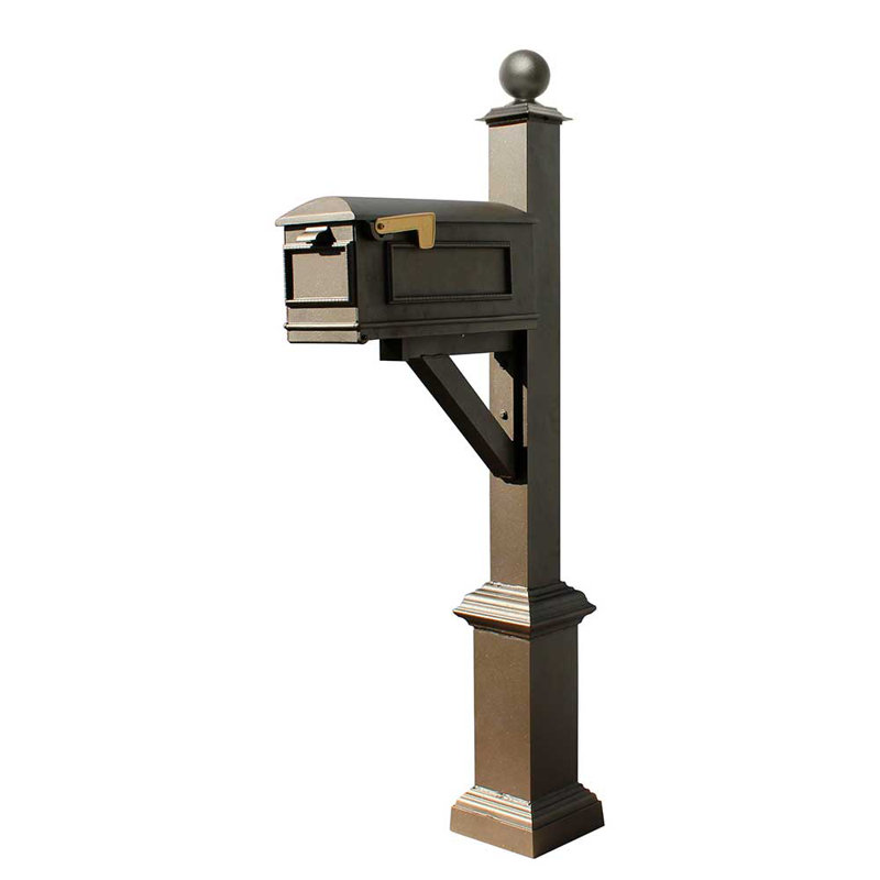 Aluminum Post Mounted Post box, Bronze