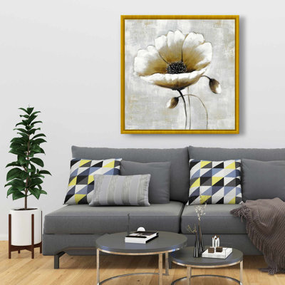Fleur beige moderne - Toile encadrée pour le décor du salon