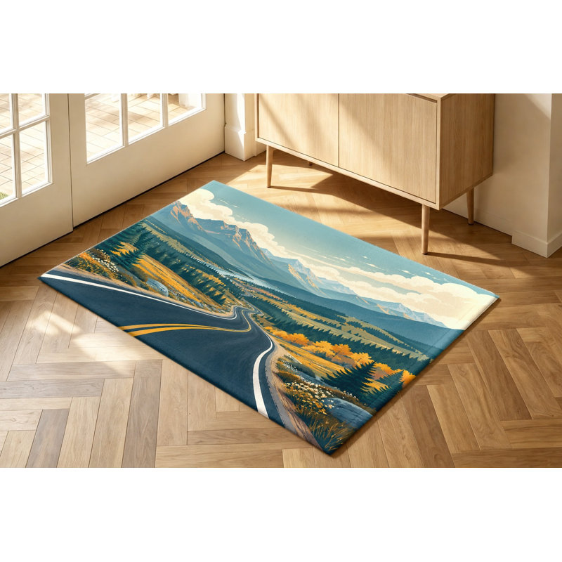 Tapis Mountain Mountain Scenic Road, Rectangle 5 pi 3 po x 3 pi 3 po (160 x 100 cm)