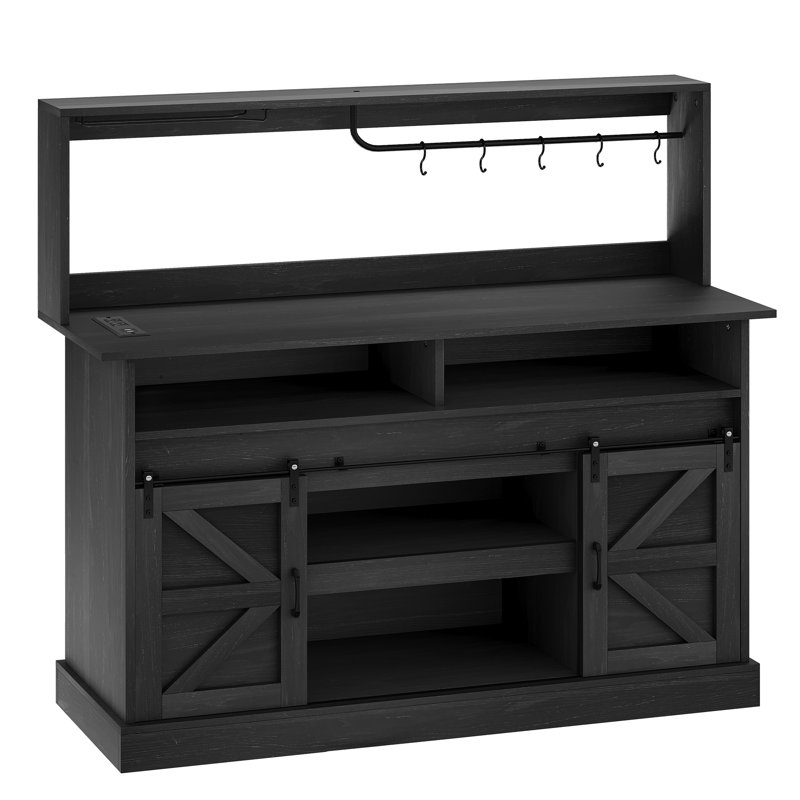 Armoire-bar de style campagnard 51,9 po Piter, Noir