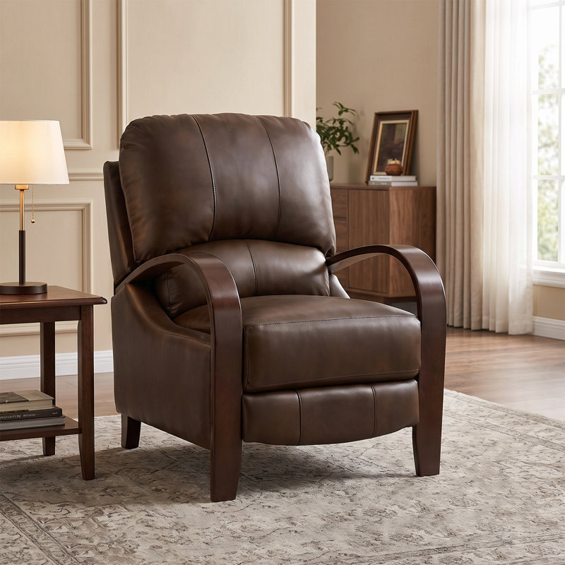 Fauteuil inclinable manuel Alexandra de style moderne du milieu du siècle, 76 cm de largeur, avec accoudoirs en bois courbé