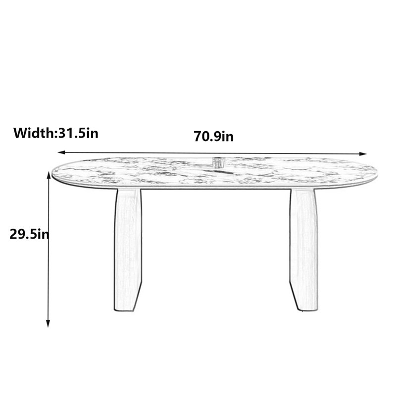 Table de salle à manger French Vintage, H 29,5 po x L 70,9 po x l 31,5 po