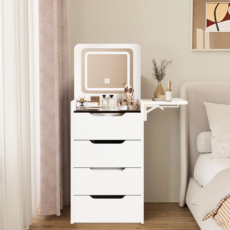 31 coiffeuse avec tabouret et compartiments cachés, miroir de bureau blanc avec option bureau, panneau, rangement,