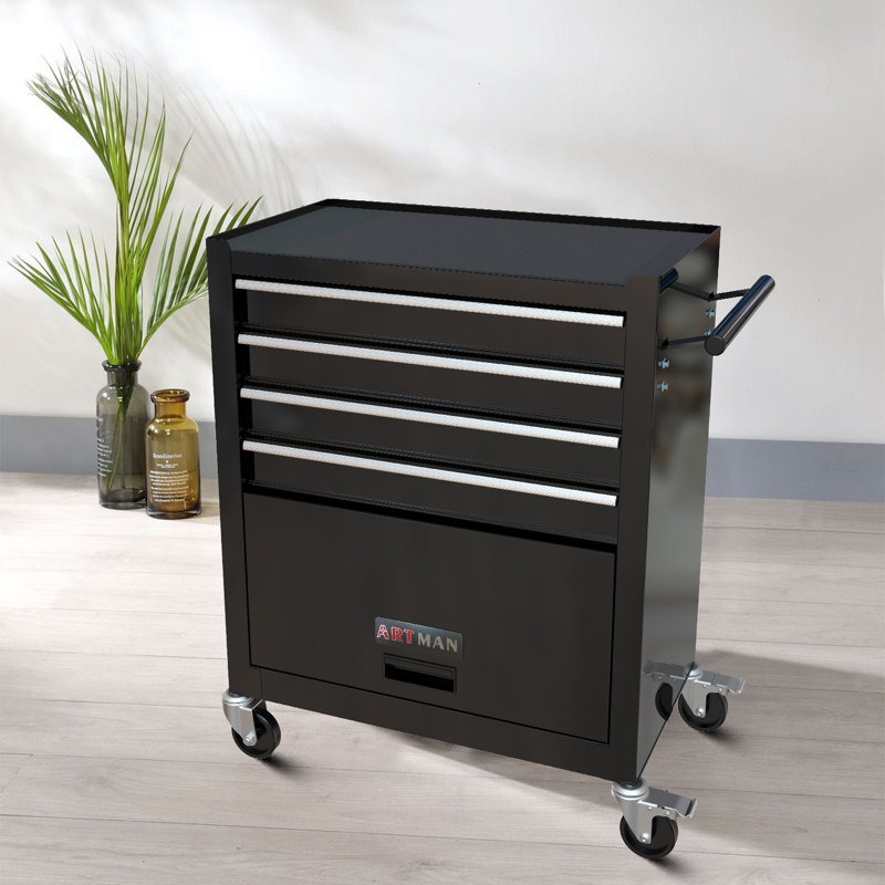 Commode pliante 4 tiroirs Bouleaux, Noir