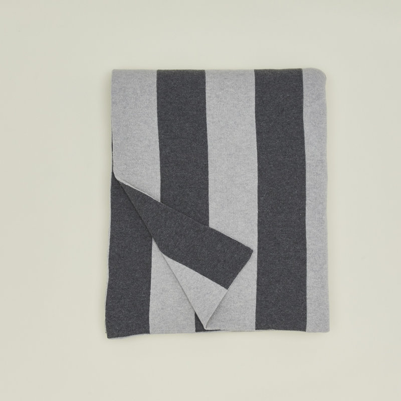 Simple Striped Throw Blanket, Light Gray/Dark Gray