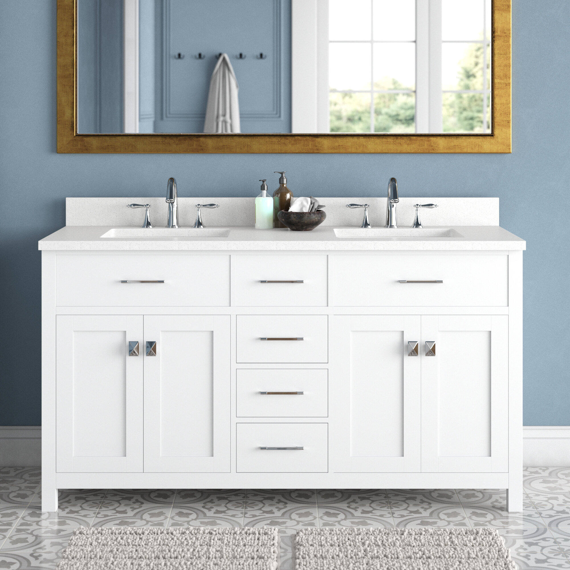 60 inch double sink clearance vanity with top