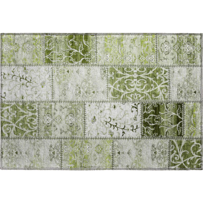 Premium Machine Washable Cerrito AMF566 Green Rug