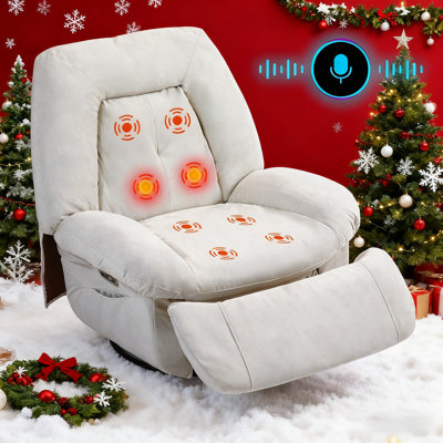 Swivel Rocker Recliner Chair, 360° Swivel Recliner With Heat And Massage, Rocker Recliner Nursery Glider Chair With Side Pockets For Living Room by Latitude Run