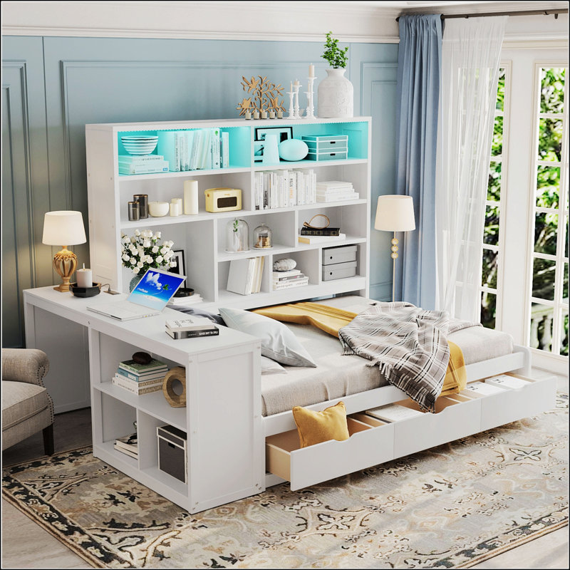 Full Size  Daybed With Three Drawers, White
