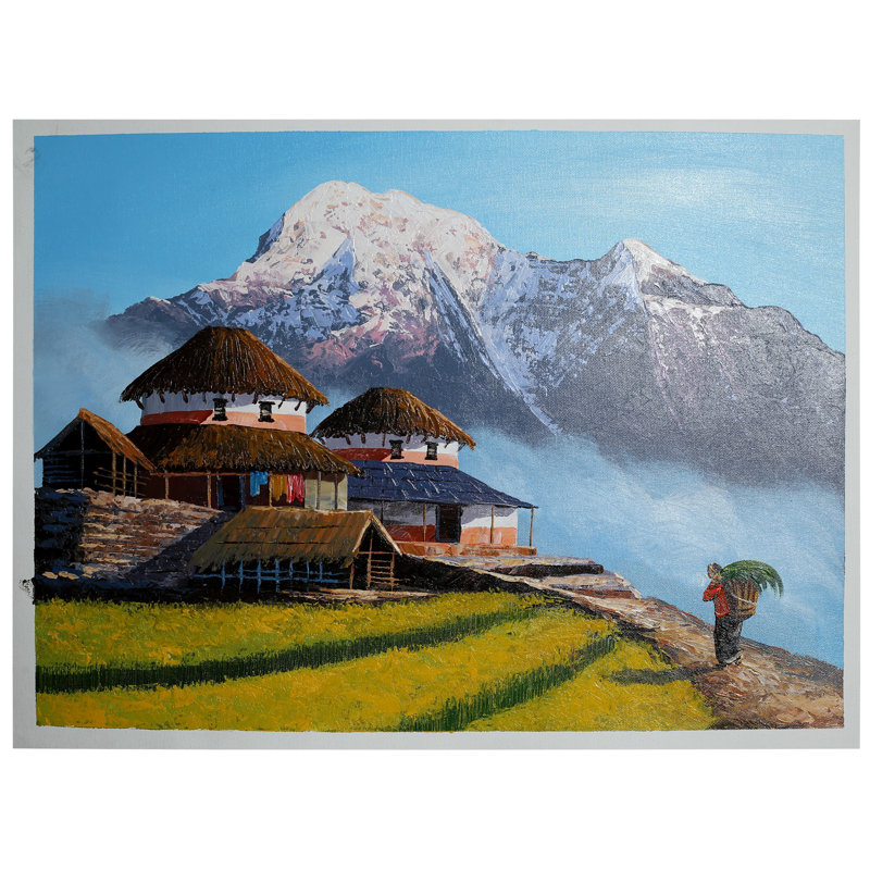 Maison à Dhaulagiri | Peinture à l'huile sur toile