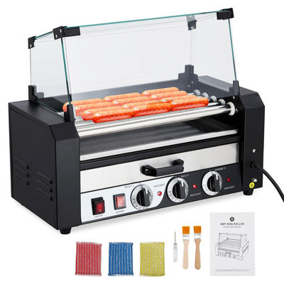 Homhougo Smokeless Non Stick Hot Dog Roller with Glass Lid
