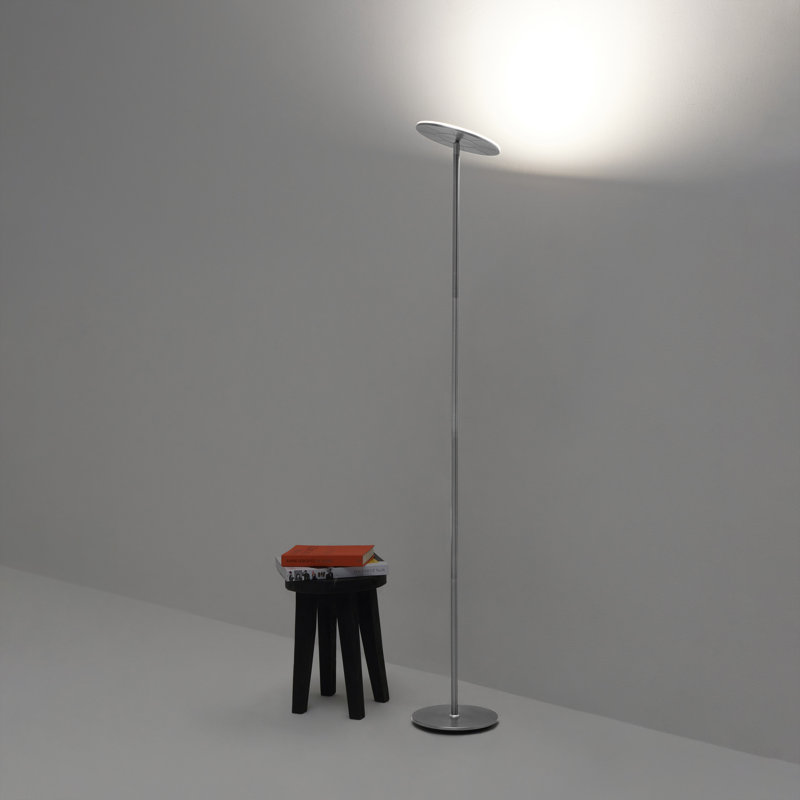 Sky Touch 63" Platinum Silver Adjustable LED Torchiere Floor Lamp