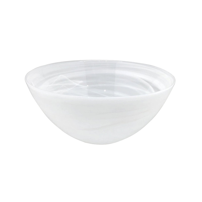 White Alabaster Glass Round Serving Bowl