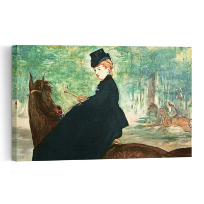 La Cavalière, 1875. Affiche murale abstraite contemporaine représentant un cheval dans un paysage forestier.