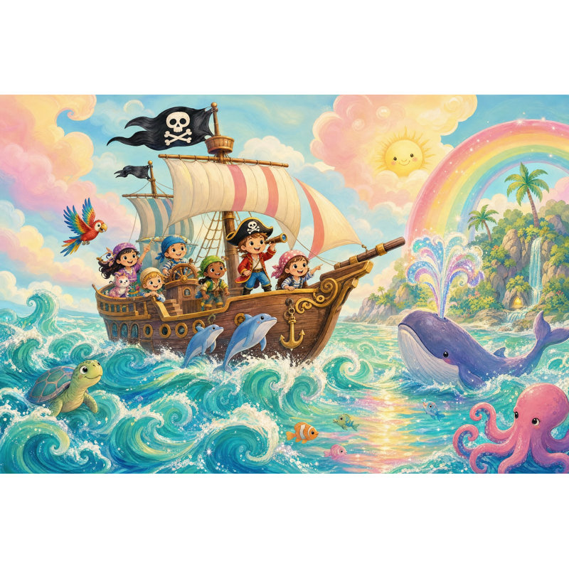 Papier peint bateau pirate Kids Adventure, 100 po x 96 po, Texturé non collé